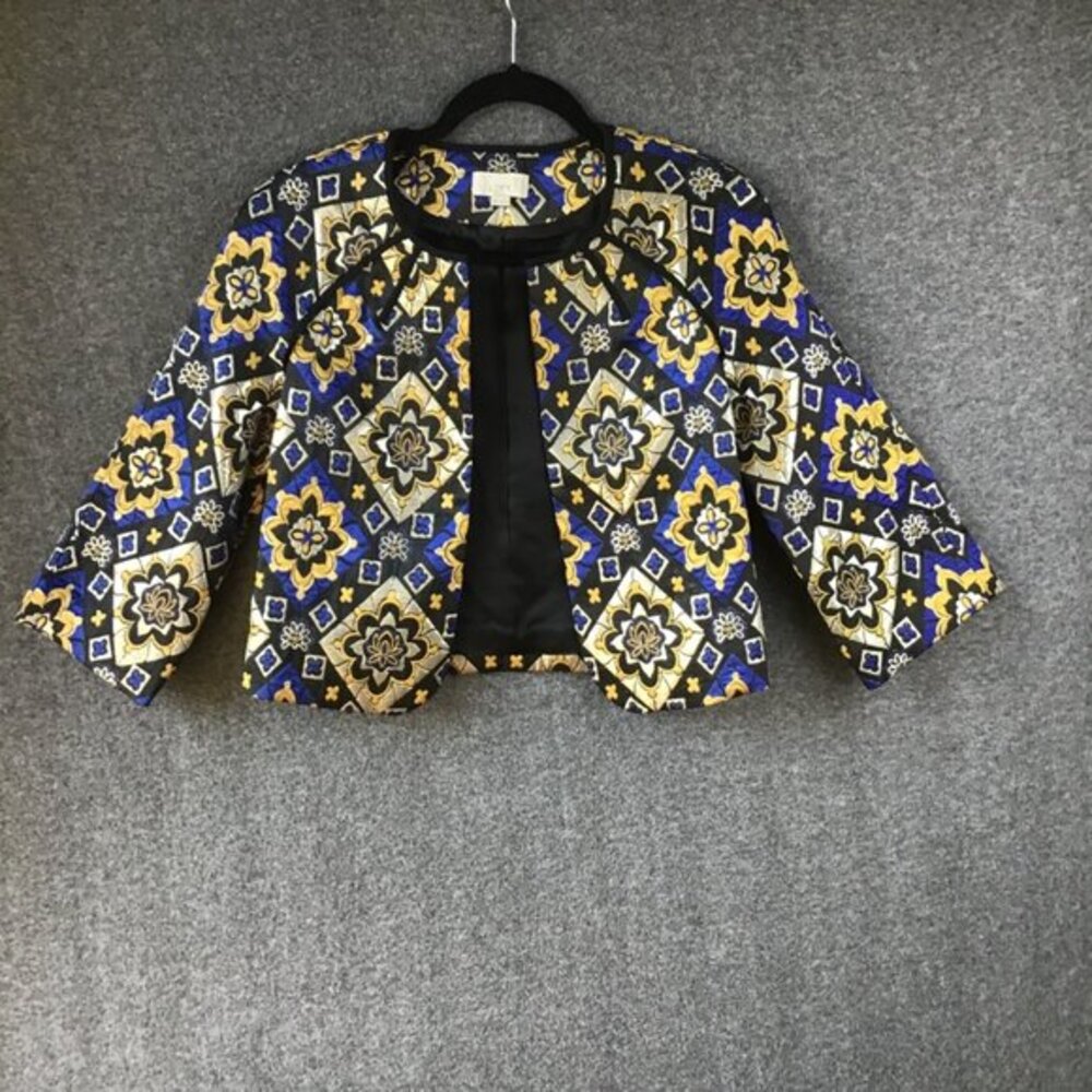 Vintage Ann Taylor Loft Metallic Diamond Cropped Quilted Jacket‎ Size XXS